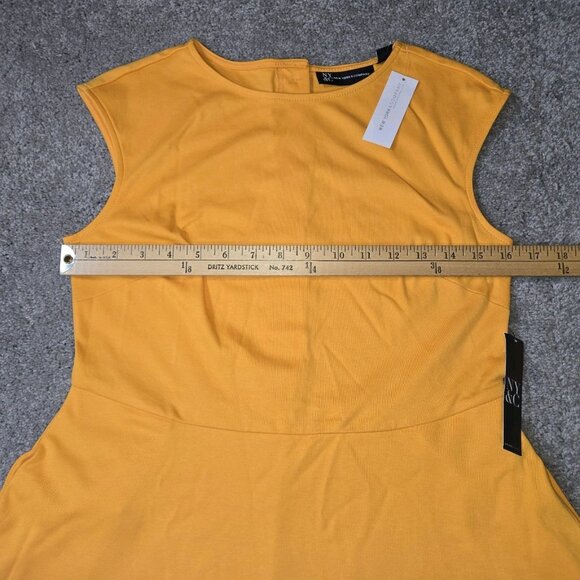 NWT New York & Company Medium Petite Yellow Button Back Flare Dress‎ - Picture 8 of 11